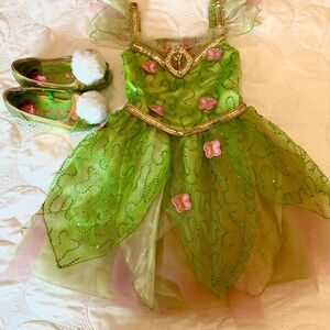 DISNEY TINKER BELL DRESS UP HALLOWEEN COSTUME WITH MATCHING SHOES